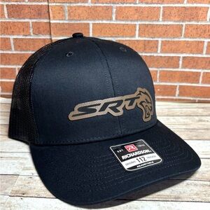 Richardson 112 SRT Leatherette Patch Trucker Hat Hellcat Hat Black